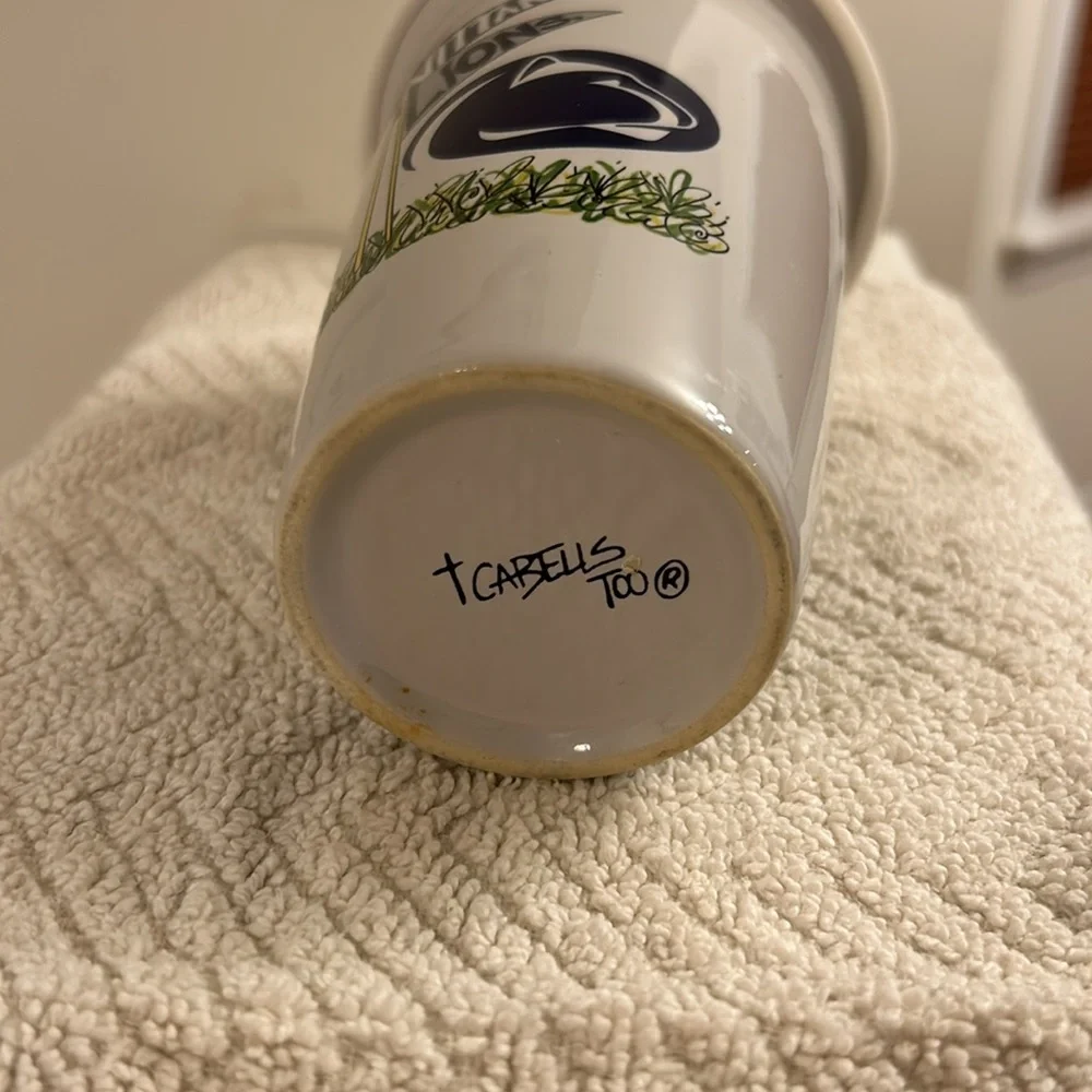 T Cabells Too Penn State Nittany Lions Gray Blue Ceramic Cup Removable Lid 12 oz